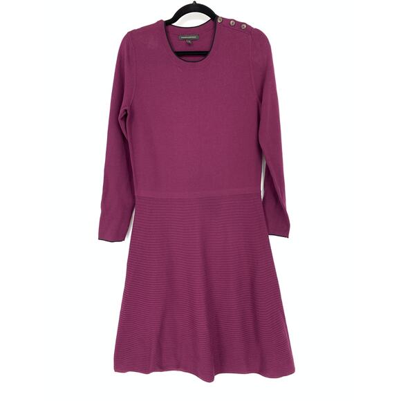 Banana Republic Dress Women's Sz M Plum Button Accent Long Sleeve Scoop Sweater - Picture 1 of 7